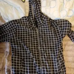 チェック柄 フード付きウィンドブレーカー