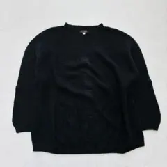 【美品】EVEX ニット セーター 黒 無地 ラメ入り 42（F199）