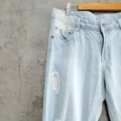 ikka ダメージ　デニムパンツ　テーパード　ボーイズ　ライトブルー　Lのサムネイル