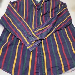 MERONA ストライプ柄 コットンシャツ L
