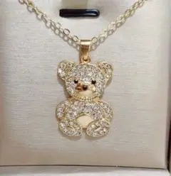 くまさん　ペンダント　ネックレス ホワイトゴールド　チェーン45+5 cm