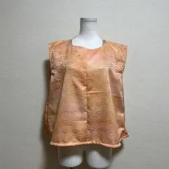 着物リメイク（ノースリーブブラウス）後ろタック　オレンジ系玉虫色　合繊