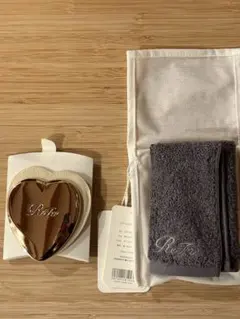 ReFa ハートミラー ローズゴールド　ハンドタオル　ダークグレー