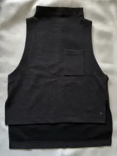 ダークグレー ハイネック ニットベスト