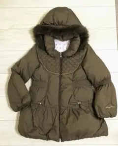 メゾピアノ ダウンコート140 ブラウン茶色ファー フェザー ジャケットアウター