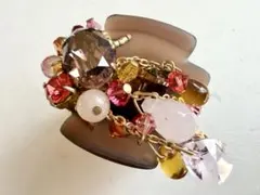 値下げ中！complex biz ピンク花と宝石 ヘアクリップ大小2個セット