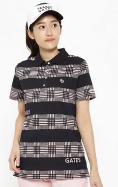 美品 22ss パーリーゲイツ グレンチェック 半袖ポロシャツ Lサイズ