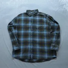 Eddie Bauer 古着 A0096 ネルシャツ XL ブルー カーキ