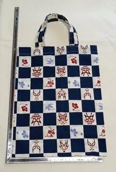 隈取柄エコバッグ 　A4対応　ハンドメイド