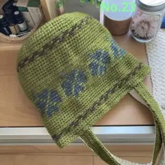 ハンドメイドバッグ　クローバー　オリーブ　毛糸