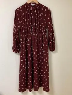 Melan Cleuge バーガンディ フラワーワンピース