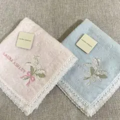 LAURA ASHLEY 縁レースタオルハンカチ 2枚セット