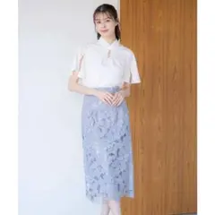 レース　タイト　スカート ノエラ　noela リボン　膝丈　通勤　オフィス