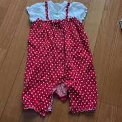 赤に白の水玉ロンパース 95cm以下