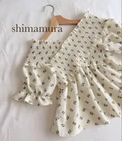 しまむら　Hok trish 花柄シャーリングブラウス　M