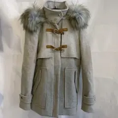 ZARA S ファー付きダッフルコート グレー