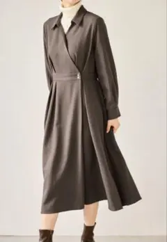 ROPE PICNIC カシュクールシャツコンシャスワンピース ブラウン　M