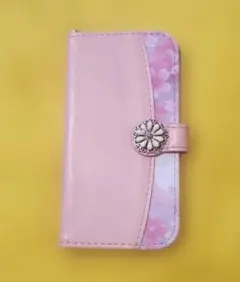 《訳あり》美品 ピンク 花柄 iPhoneX XS用手帳型ケース 桜 貴重 レア