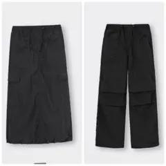 GU テックパラシュートパンツ・ロングスカート　黒　2枚セット