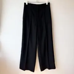 UNIQLO ベルテッド ドレープ ワイド ストレートパンツ L ブラック