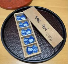 未使用保管品 宮内庁御用達 深川製磁 金彩扇岩梅 箸置き 5個 うめ 箸置