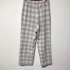 【L】GUジーユー　レディース　ズボン　長ズボン　チェック柄　茶色　白　美品