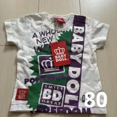 (80)ベビードール　白×紫　半袖　Tシャツのサムネイル