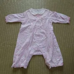 ミキハウス ウサギ刺繍付き花柄ロンパース 70cm