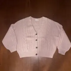 ピンク ケーブルニット カーディガン
