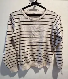 ストライプ クルーネック ニット 長袖