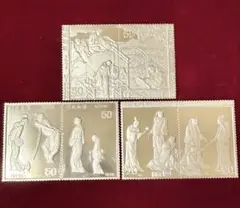 切手趣味週間 純金 純銀 純金張レリーフ 記 念メダル量目約15.9g 竹久