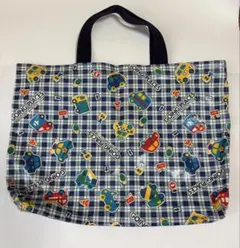 ハンドメイド 入園入学 レッスンバッグ 車柄 ブルー 防水加工