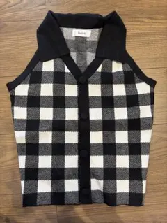 ダーリッチ チェック柄ニットベスト フリーサイズ