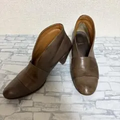 chausser ブラウン レザー ブーティ 22.5cmショセアンクルブーツ