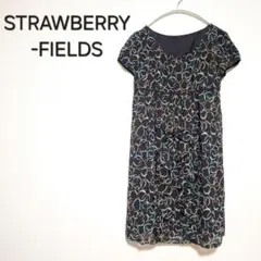 959＊ストロベリーフィールズ フラワー柄 半袖ワンピース 日本製