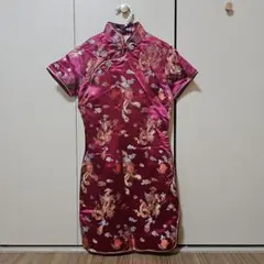 JIN YUE FU SHI チャイナ服 チャイナドレス S 赤 鳳凰