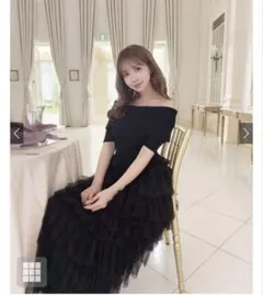 オフショルニットチュールワンピース