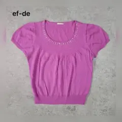 상태좋음 ef-de evde 진주 장식 반소매 여름 니트 핑크 사이즈 15