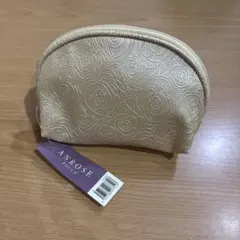 ANROSE ピンクベージュ ローズ模様 ポーチ