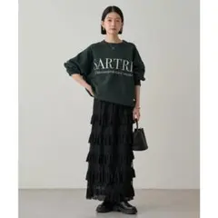 新品未使用！定価１万7600Loungedress刺繍ロゴニット　グリーン