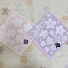 花柄タオル地ハンカチ2枚セット