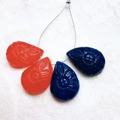 ハイドロクォーツ　カービング 赤＆紺セット