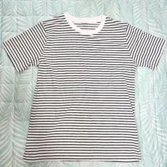 ボーダー柄 半袖Tシャツ ホワイト×ブラック Lサイズ