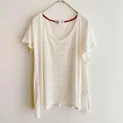 ミッシェルクラン ラインストーン 半袖 Tシャツ M カットソー イトキン 白のサムネイル