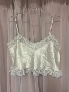 古着 ヴィンテージ ランジェリー キャミソール サテン レース ベビーピンク