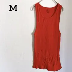 【M】リブ編み　レッド　赤　タンクトップ インナー　トップス