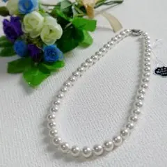 新品未使用◎本貝パールネックレス 42cm 8mm 白 フォーマル 冠婚葬祭