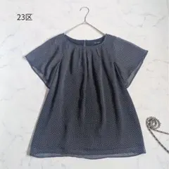23区 デニムライクシャンブレー ピンタック ブラウス ネイビー 38