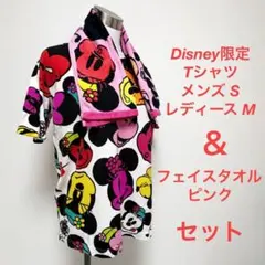 東京ディズニーランド　限定　ミニー 総柄Tシャツ　フェイスタオル　２点セット
