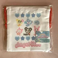 エニマイくじ　エンジェルブルー　D賞 巾着ポーチ　F賞　刺繍ステッカー
